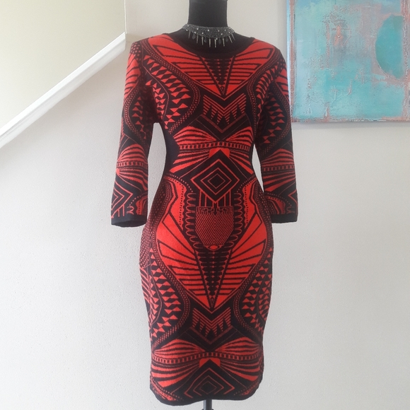 Questions Dresses & Skirts - Questions/Red/Black/Print/ Bodycon/Sweater Dress
